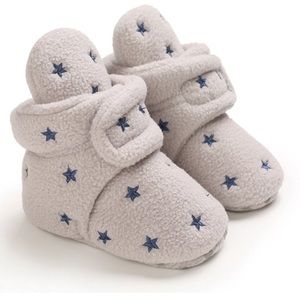 🟣2/$10 Baby Booties Star Print Infant Slippers Soft Sole Ankle with Grippers
